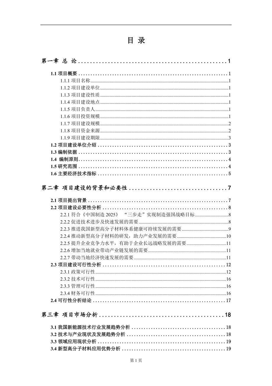 新型高分子材料新建项目可行性研究报告-可修改备案申请_第2页