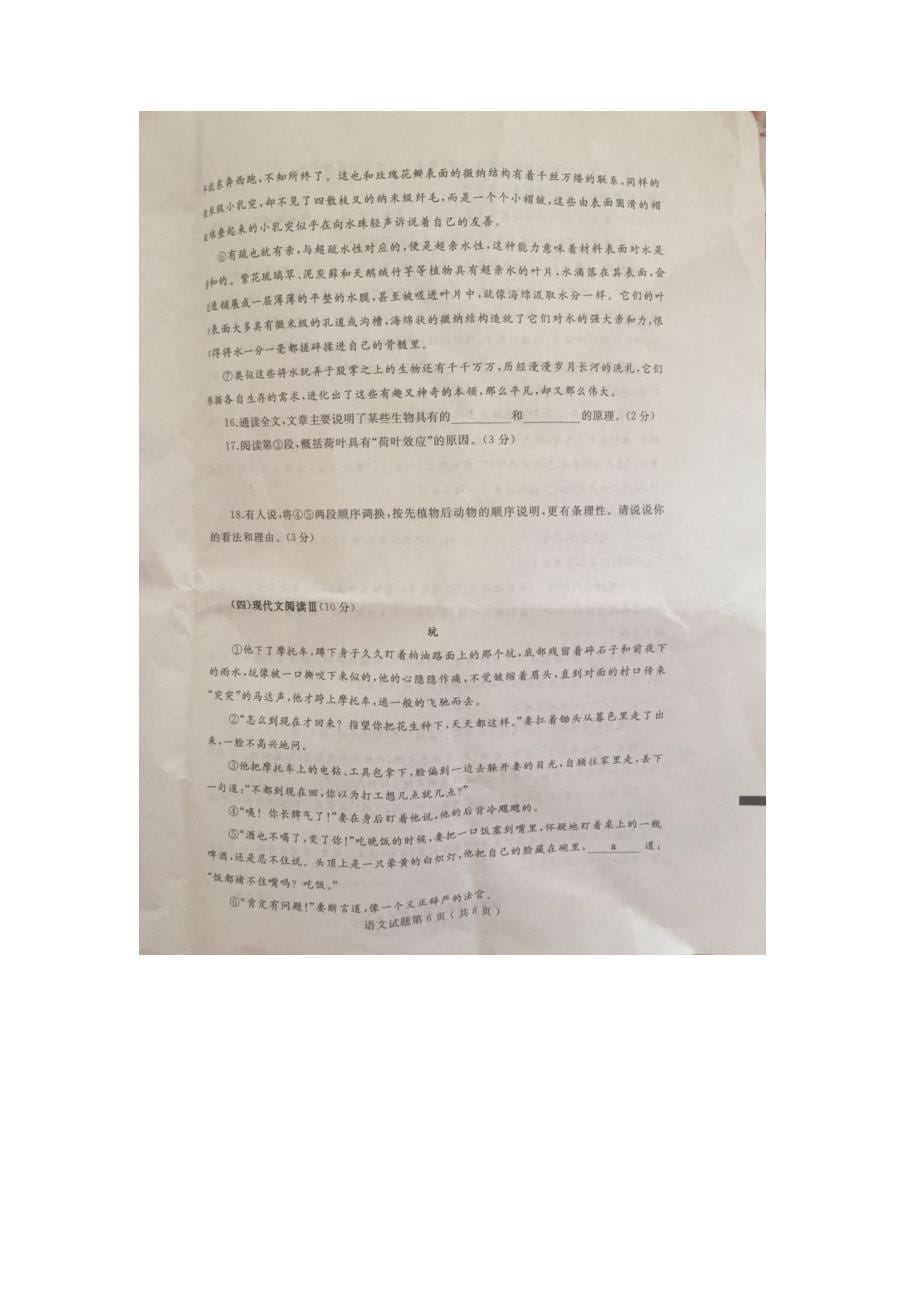 山东省烟台市中考语文试题（图片版含答案）_第5页