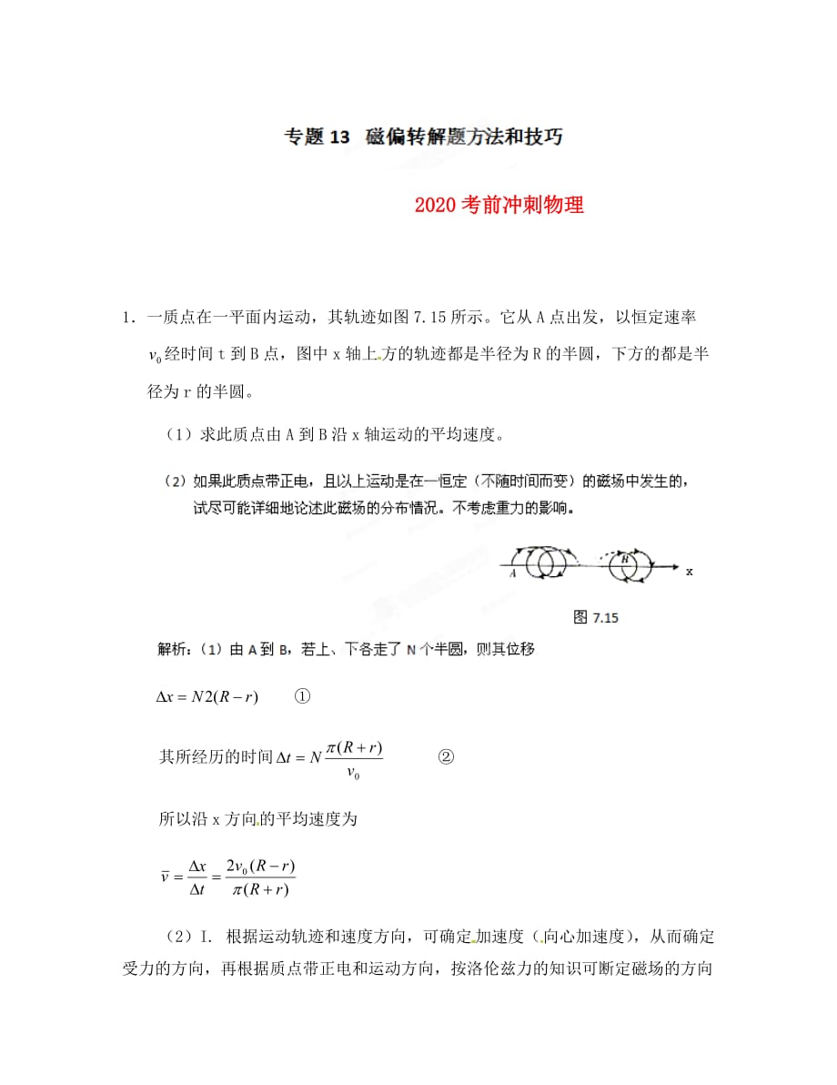 2020高考物理 考前冲刺Ⅱ专题13 磁偏转解题方法和技巧_第1页