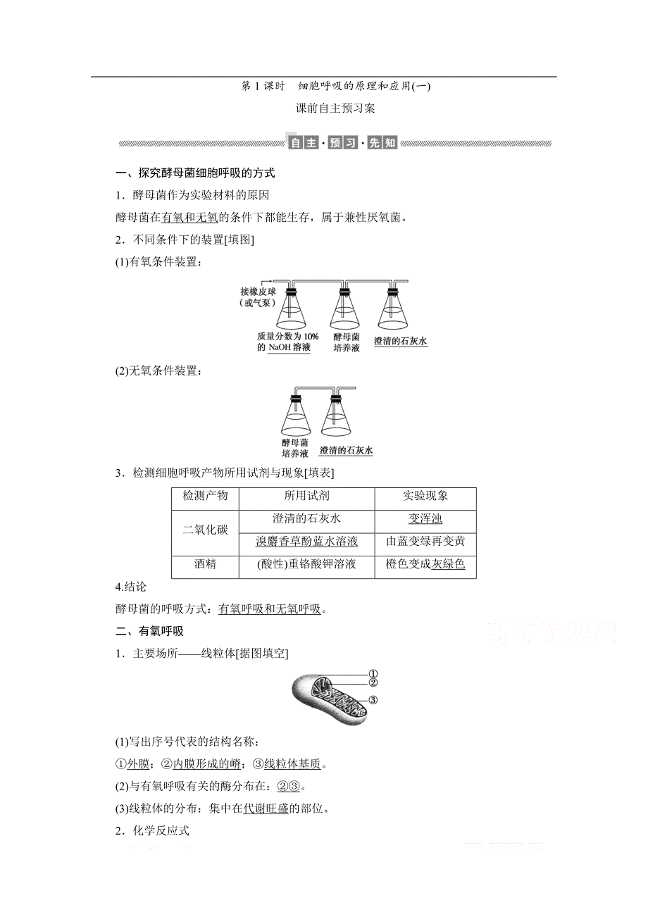 2019-2020学年（新教材）生物人教版必修1学案：5.3.1 细胞呼吸的原理和应用（一）_第1页