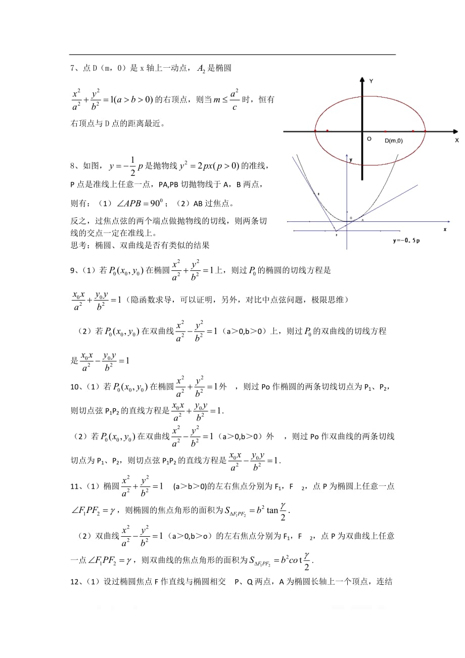 【2020届】高考数学圆锥曲线专题复习：圆锥曲线中的一些重要结论_第3页