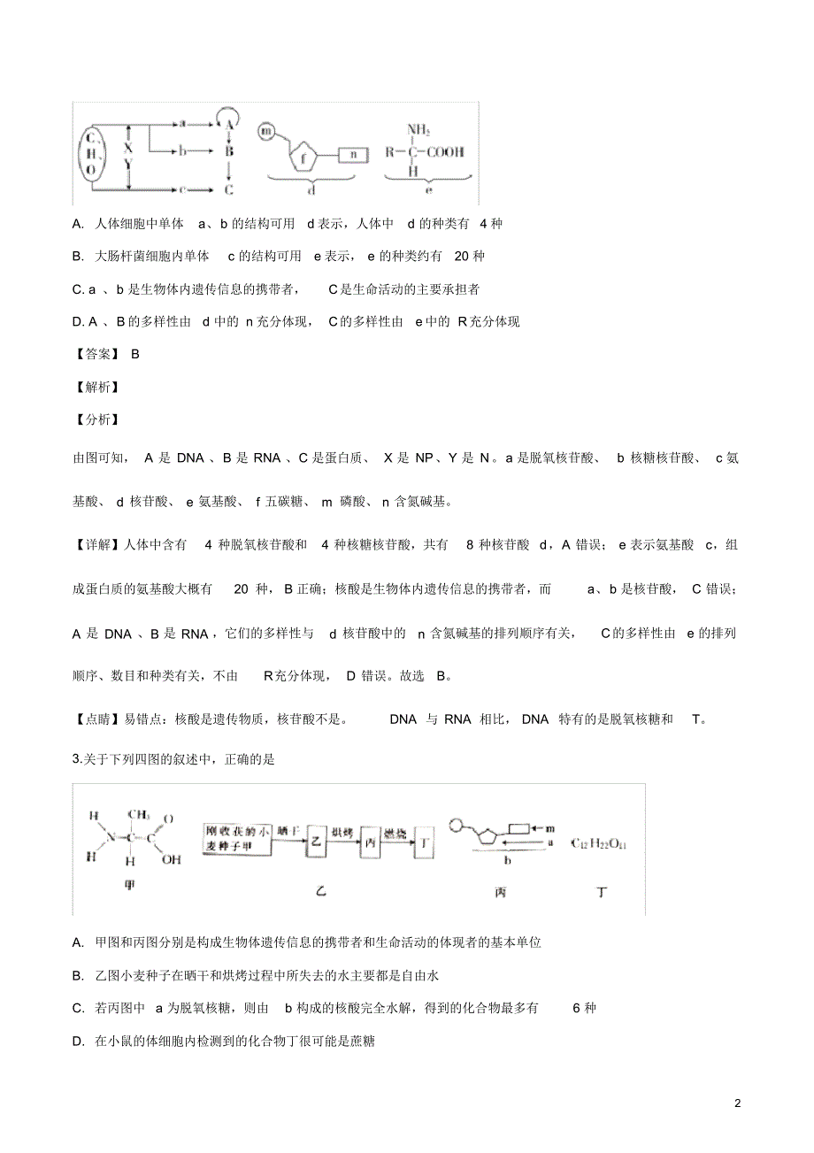 2020届全国百师联盟新高考押题冲刺模拟(二十五)生物试卷.pdf_第2页