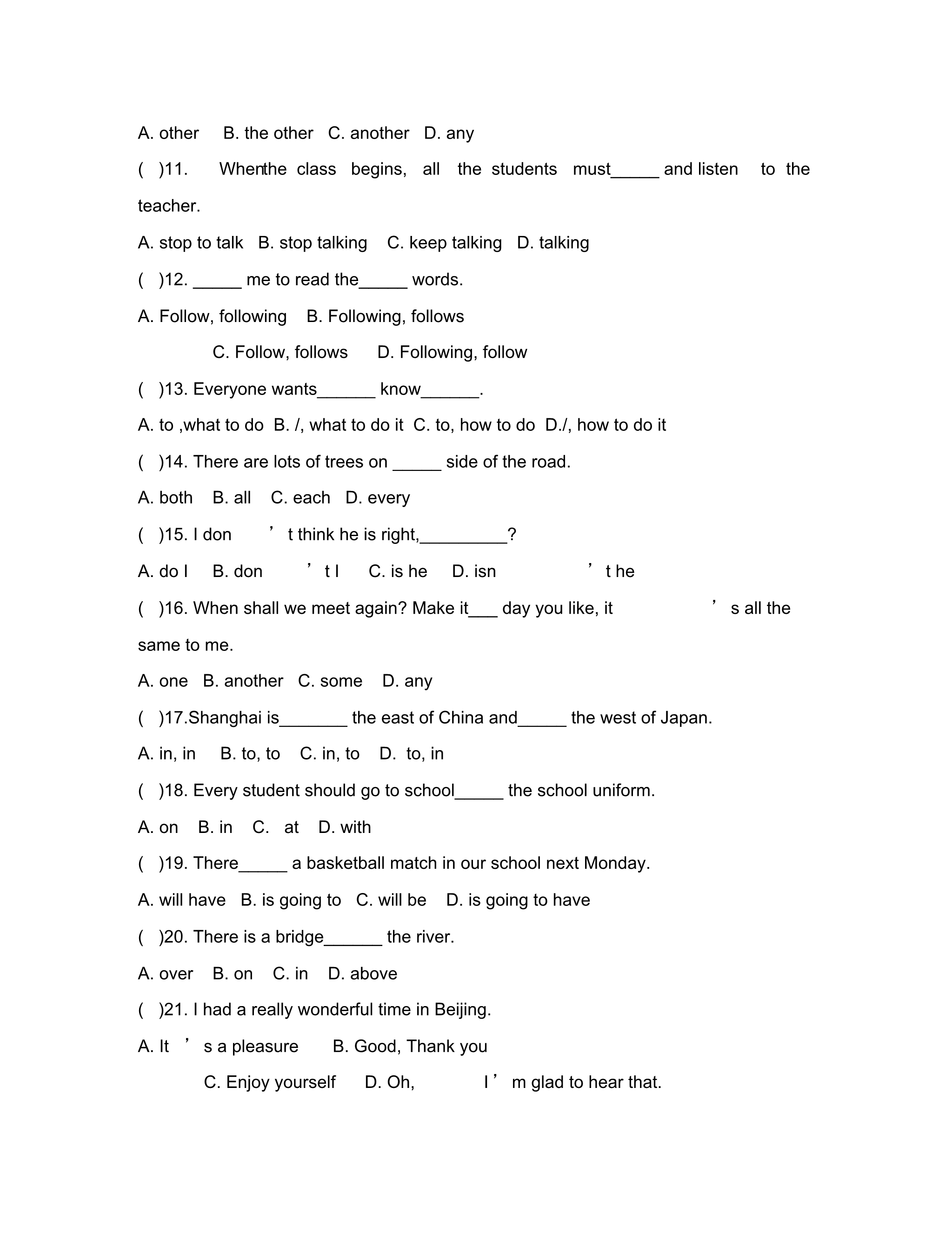 (英语试卷)7BUnit3练习题及答案.pdf_第2页