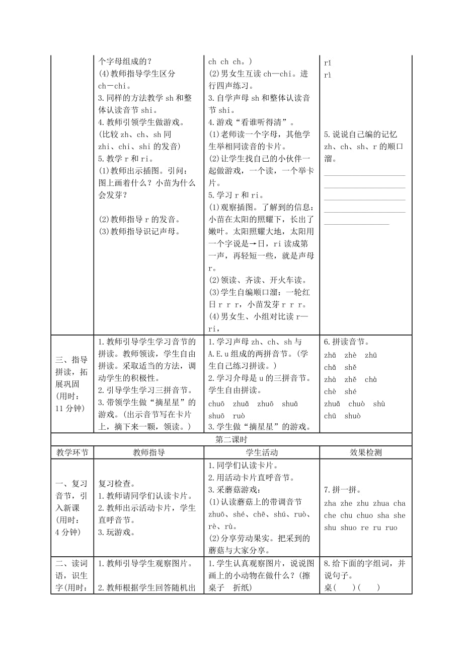 一年级语文上册汉语拼音8zhchshr导学案新人教版_第2页