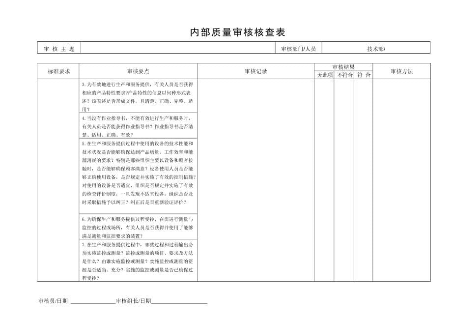 2016版内部审核检查表---技术部_第5页