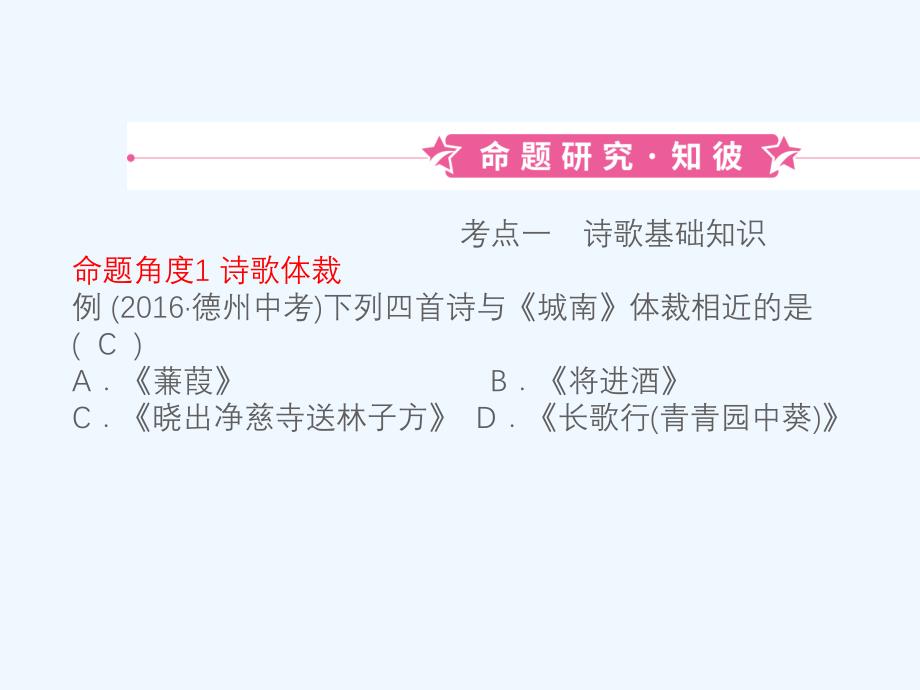 山东省德州市中考语文题型九古代诗歌阅读复习课件_第1页