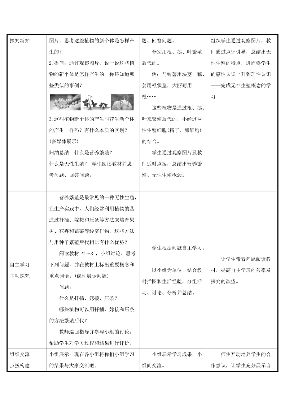 八年级生物下册第七单元生物圈中生命的延续和发展第一章生物的生殖和发育第1节植物的生殖教案新版新人教版_第2页