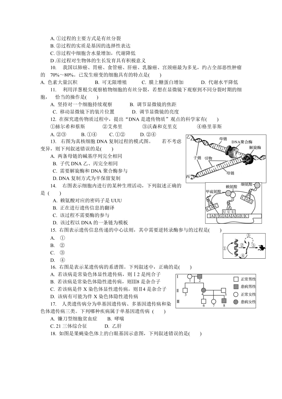 江苏省徐州市高二学业水平测试模拟卷（2月）生物Word版含答案_第2页