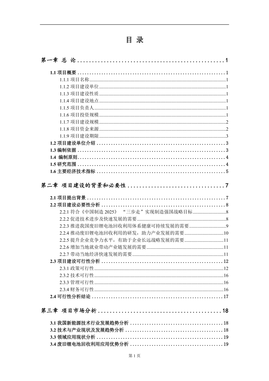 废旧锂电池回收利用新建项目可行性研究报告-可修改备案申请_第2页