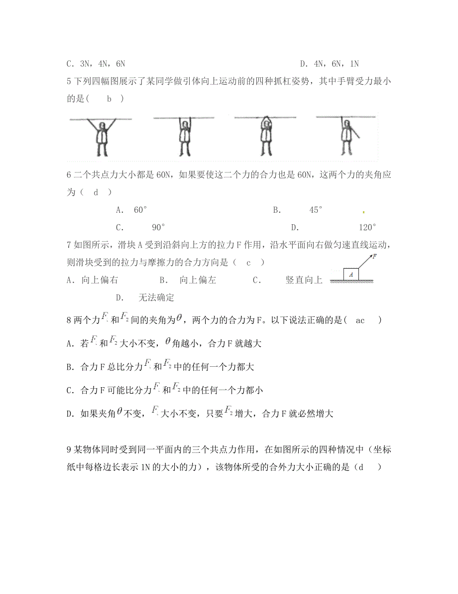 浙江省临海市杜桥中学2020学年高二物理下学期 力的合成与分解学业水平考试练习_第2页