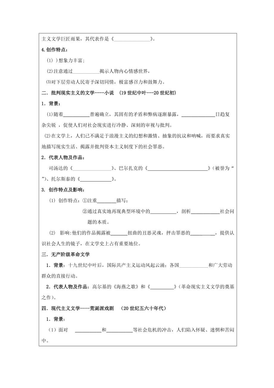 黑龙江省高中历史必修三领学案：第17课诗歌、小说与戏剧_第2页