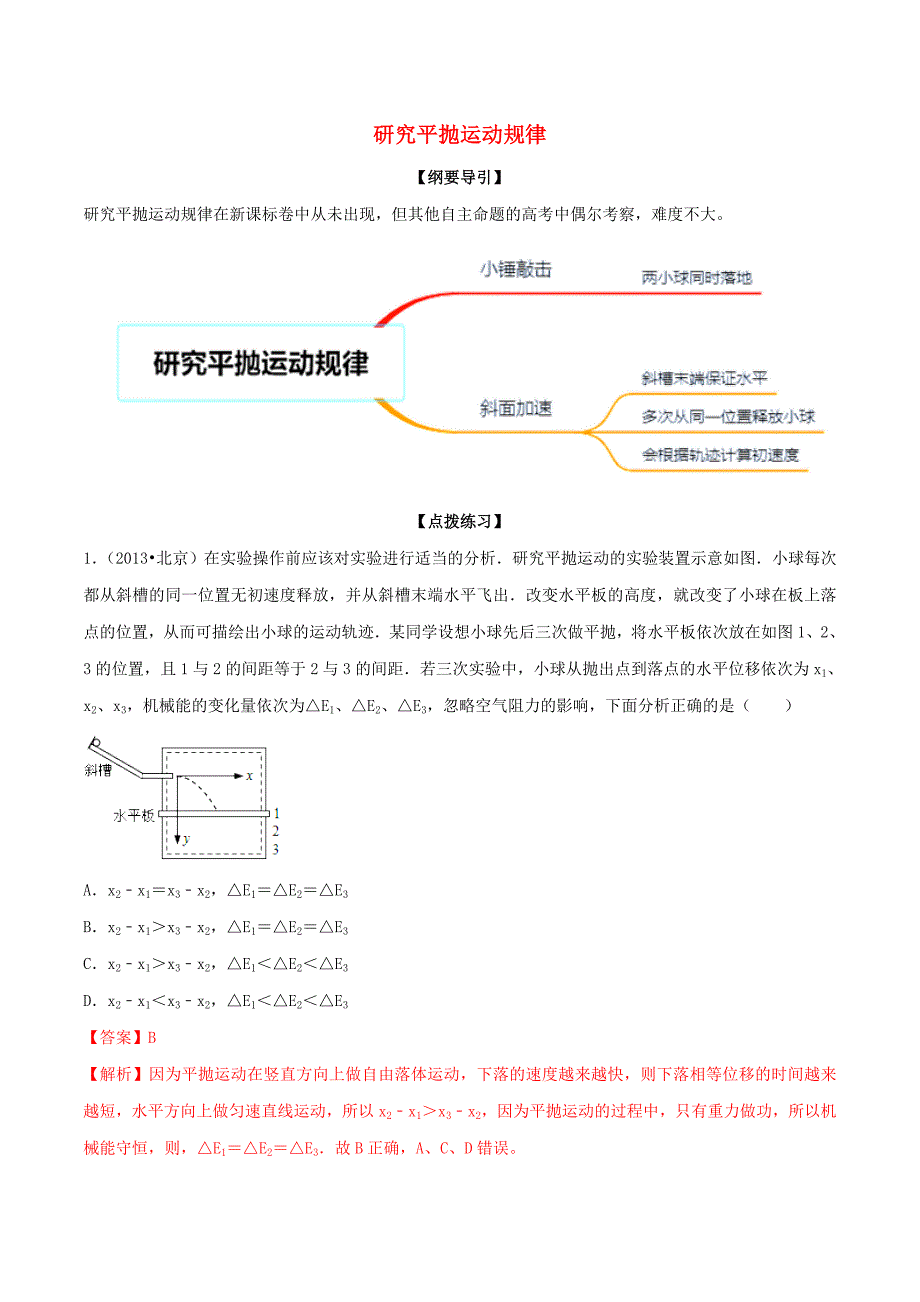 高考物理一轮复习专题06研究平抛运动规律含解析05052104_第1页