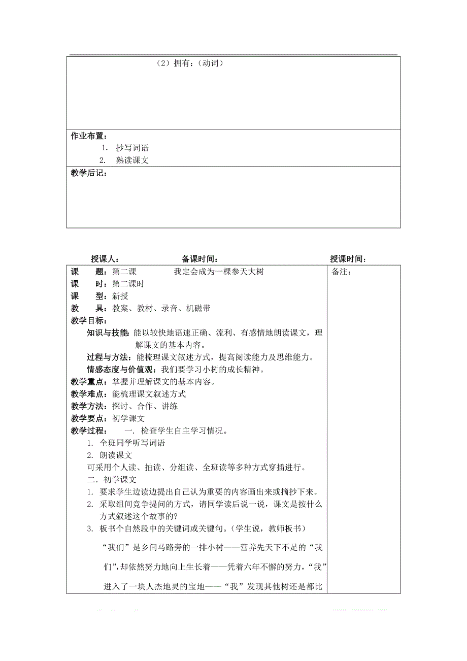 2018学年七年级语文下册第一单元理想信念第2课我定会成为一颗参天大树教案2_第3页