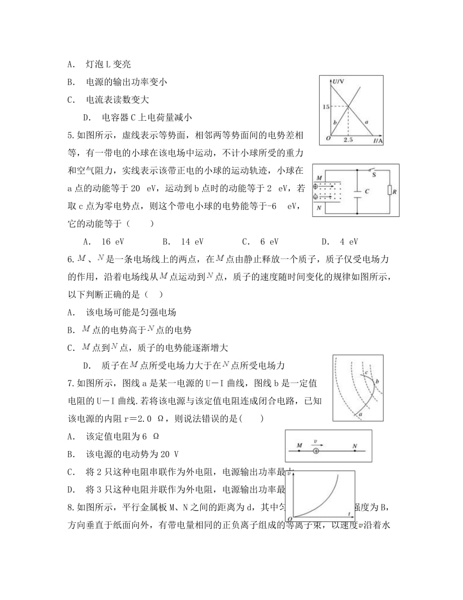 河南省镇平县第一高级中学2020学年高二物理考前拉练试题（二）_第2页