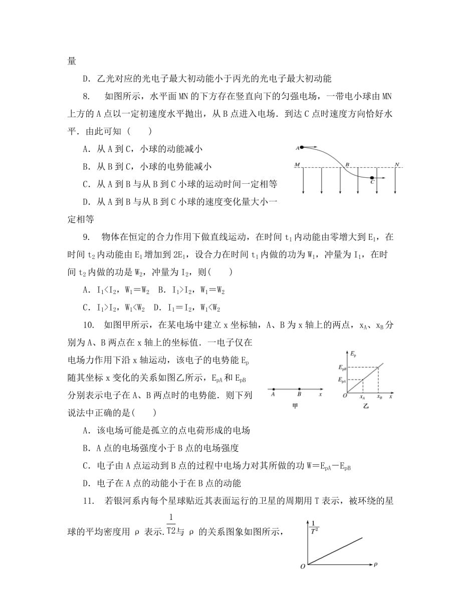 浙江省东阳市2020学年高二物理6月月考试题（无答案）_第3页