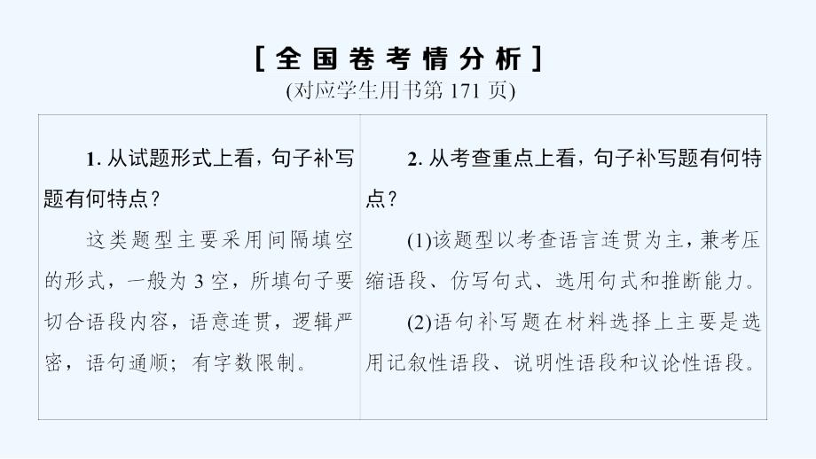 高考语文一轮复习通用版课件：第三部分 专题十二　连贯——补写句子_第2页