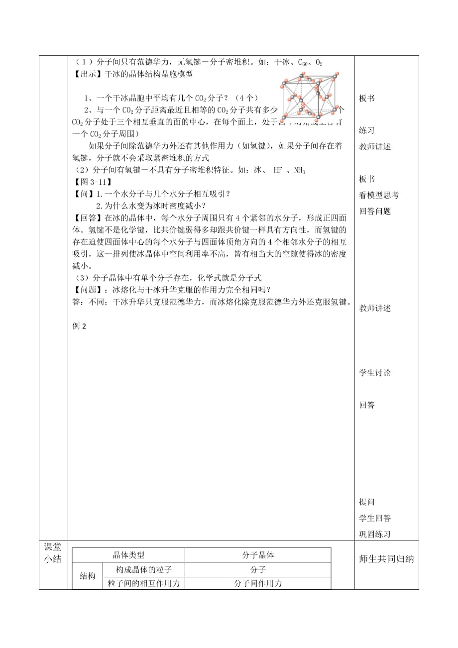 黑龙江省海林市朝鲜族中学高二化学人教版选修3 第三章 第二节 分子晶体与原子 晶体教案_第2页