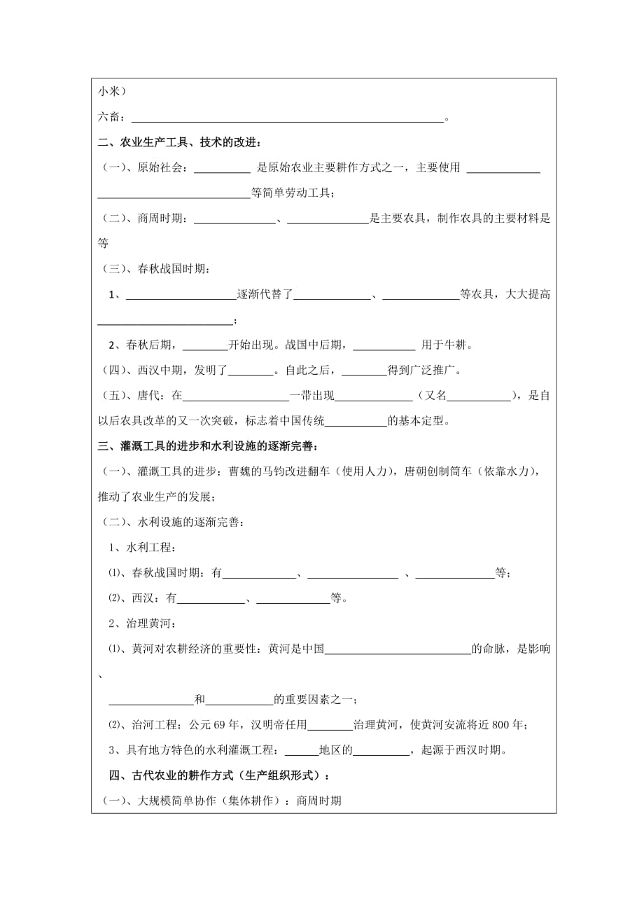 黑龙江省高中历史岳麓版必修二领学案：第1课精耕细作农业生产模式的形成_第2页