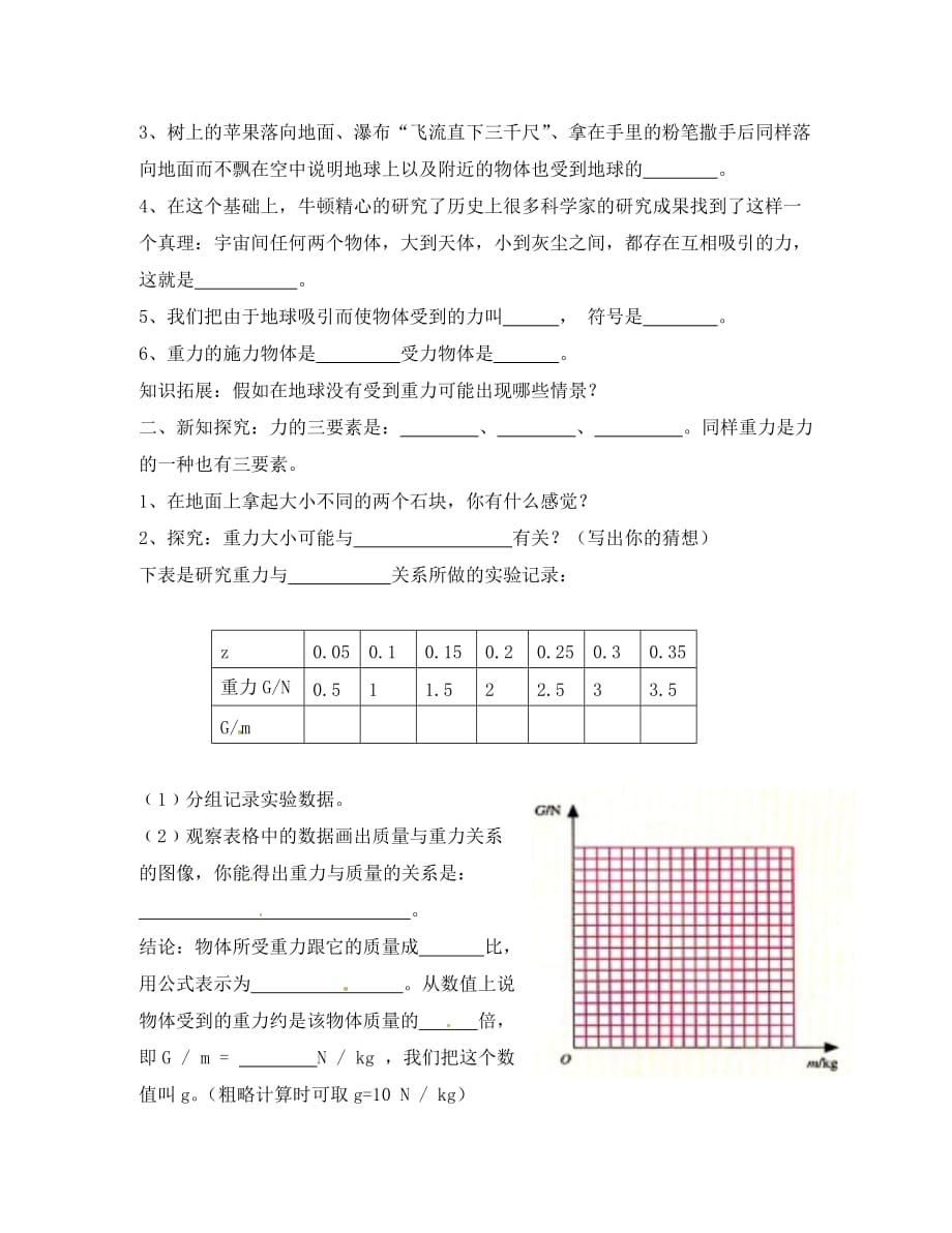 山东省滨州市博兴县锦秋街道办事处清河学校2020高中物理 3.1 重力教案 新人教版必修1_第2页