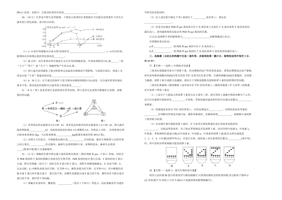 高三第三次模拟考试卷生物（四）Word版含答案_第2页