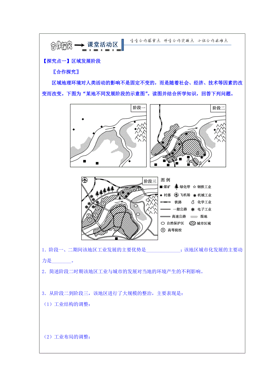 黑龙江省高中地理必修三学案：3.1.2 区域发展阶段_第3页