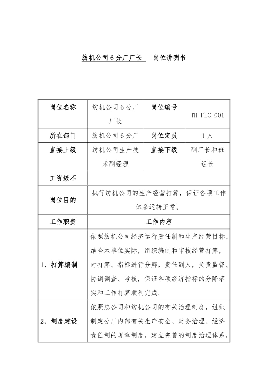 纺机公司岗位说明书汇编9_第1页