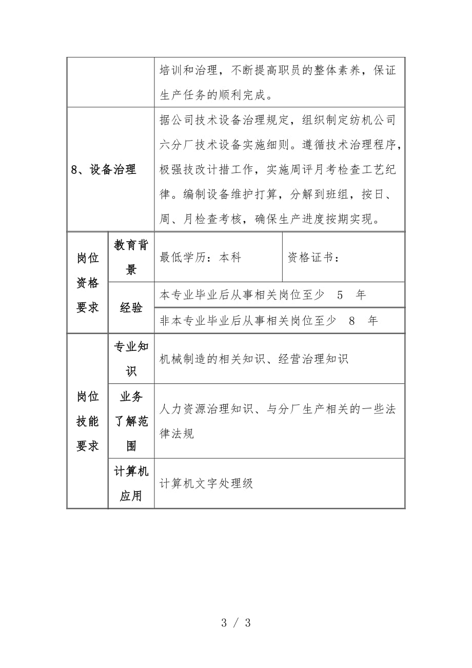 纺机公司岗位说明书汇编9_第3页