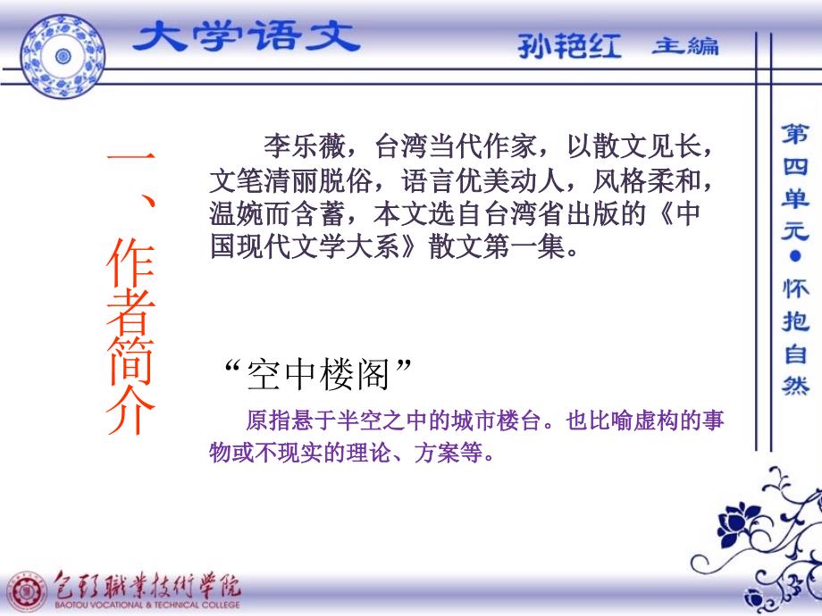 大学语文教学全套课件 孙艳红资源 7我的空中楼阁_第3页