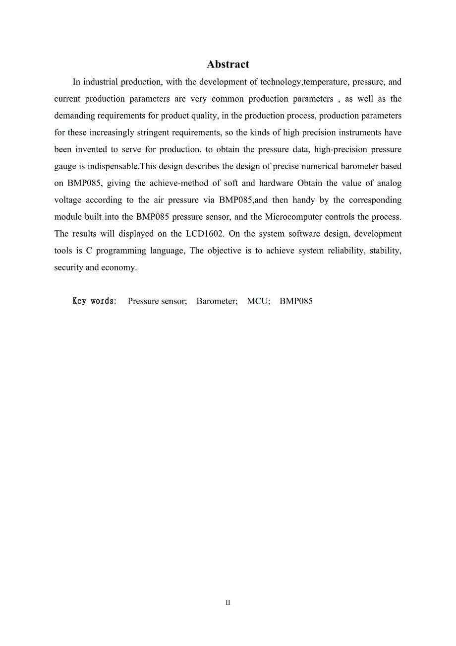 基于单片机控制的数字气压计设计毕业设计_第2页