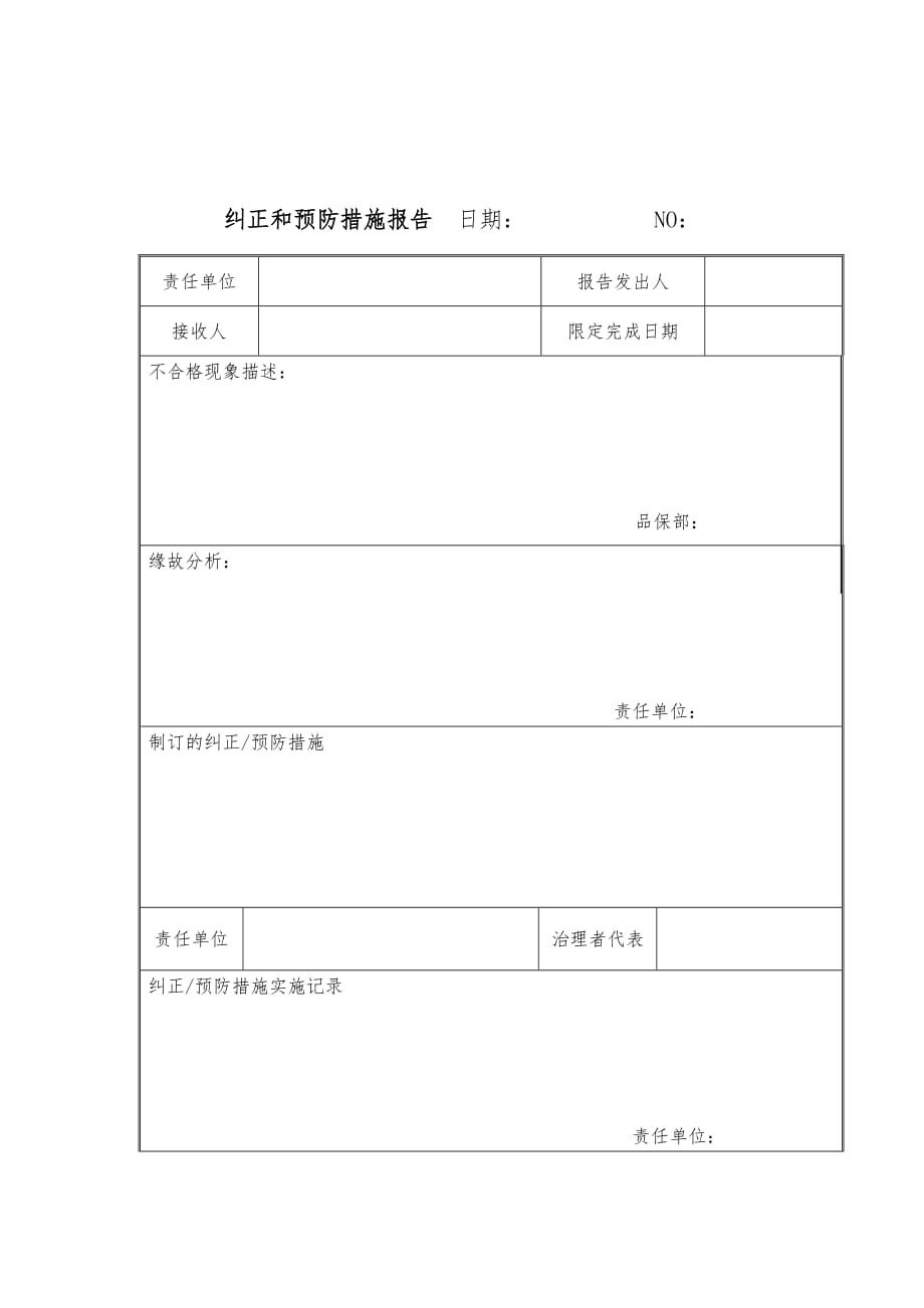 纠正与预防措施报告表_第1页