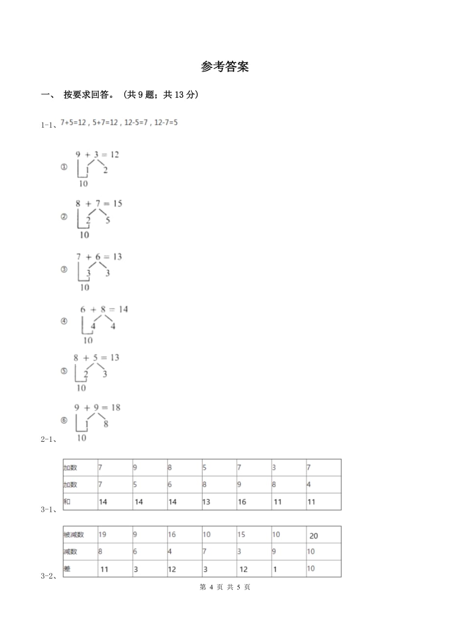 北师大版数学一年级上册 7.6做个加法表 同步练习.doc_第4页