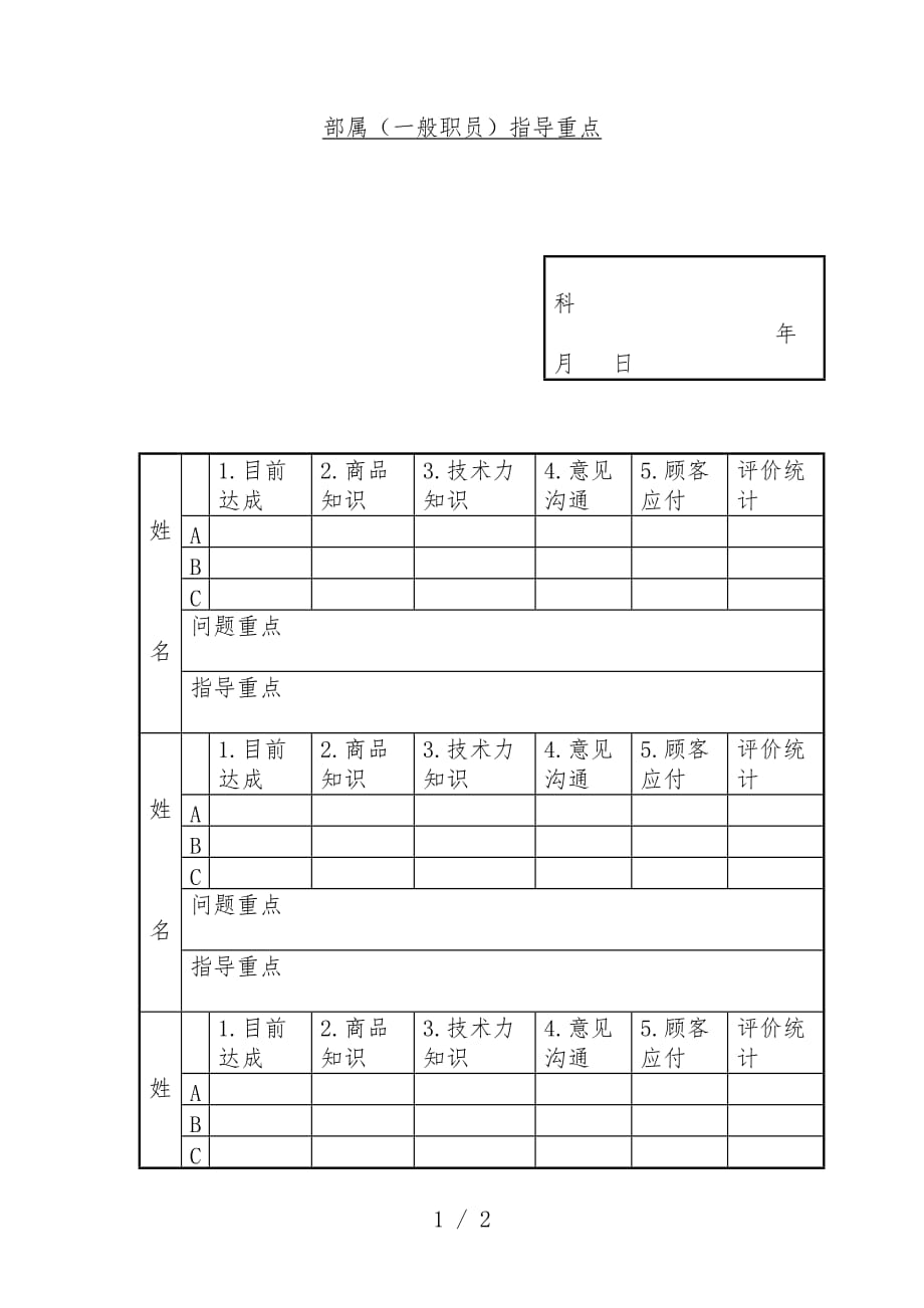 部属行为意识分析表5_第1页