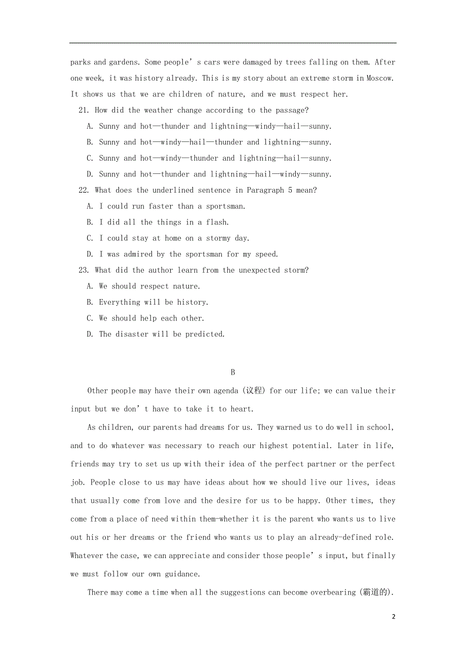 河南省商丘市第一高级中学2020年高二英语上学期期中试题_第2页