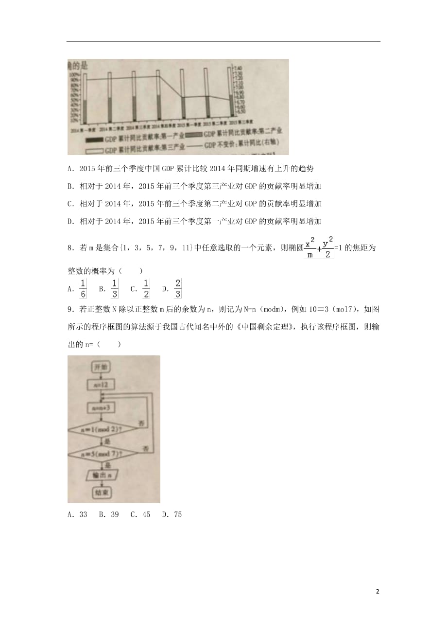 河北省张家口市2020年高二数学上学期期中试题文2018080801174_第2页