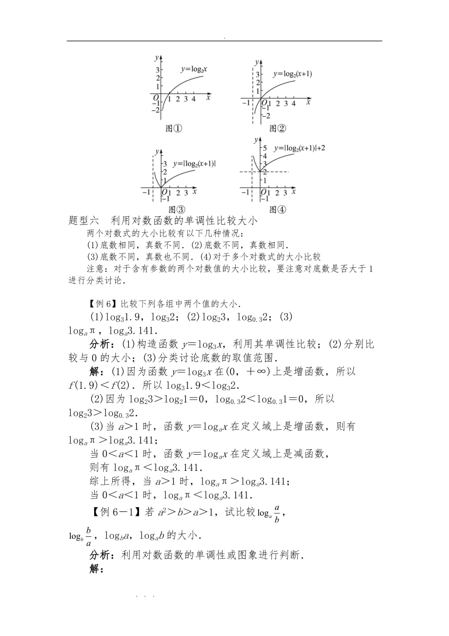 对数函数图象和性质知识点与例题解析_第4页