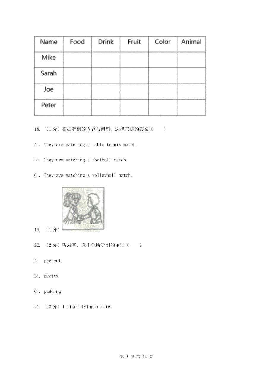 人教版（PEP）2019-2020人教PEP小学英语四年级上册 Unit 4 We love animals 单元测试.doc_第5页