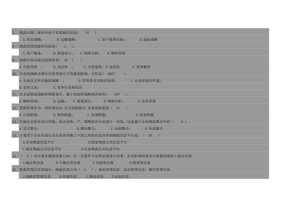 2013学年现代物流管理期末试卷及参考答案.doc_第2页