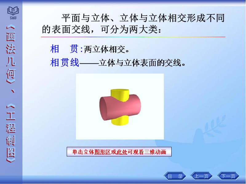 画法几何教学配套课件作者与工程制图 丛伟CAI教学配套课件 第五章 立体表面的交线_第4页