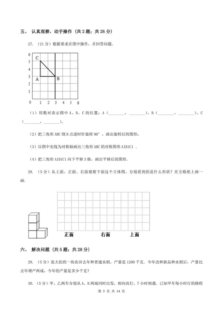 新人教版2020年小学数学毕业考试全真模拟卷BB卷.doc_第5页