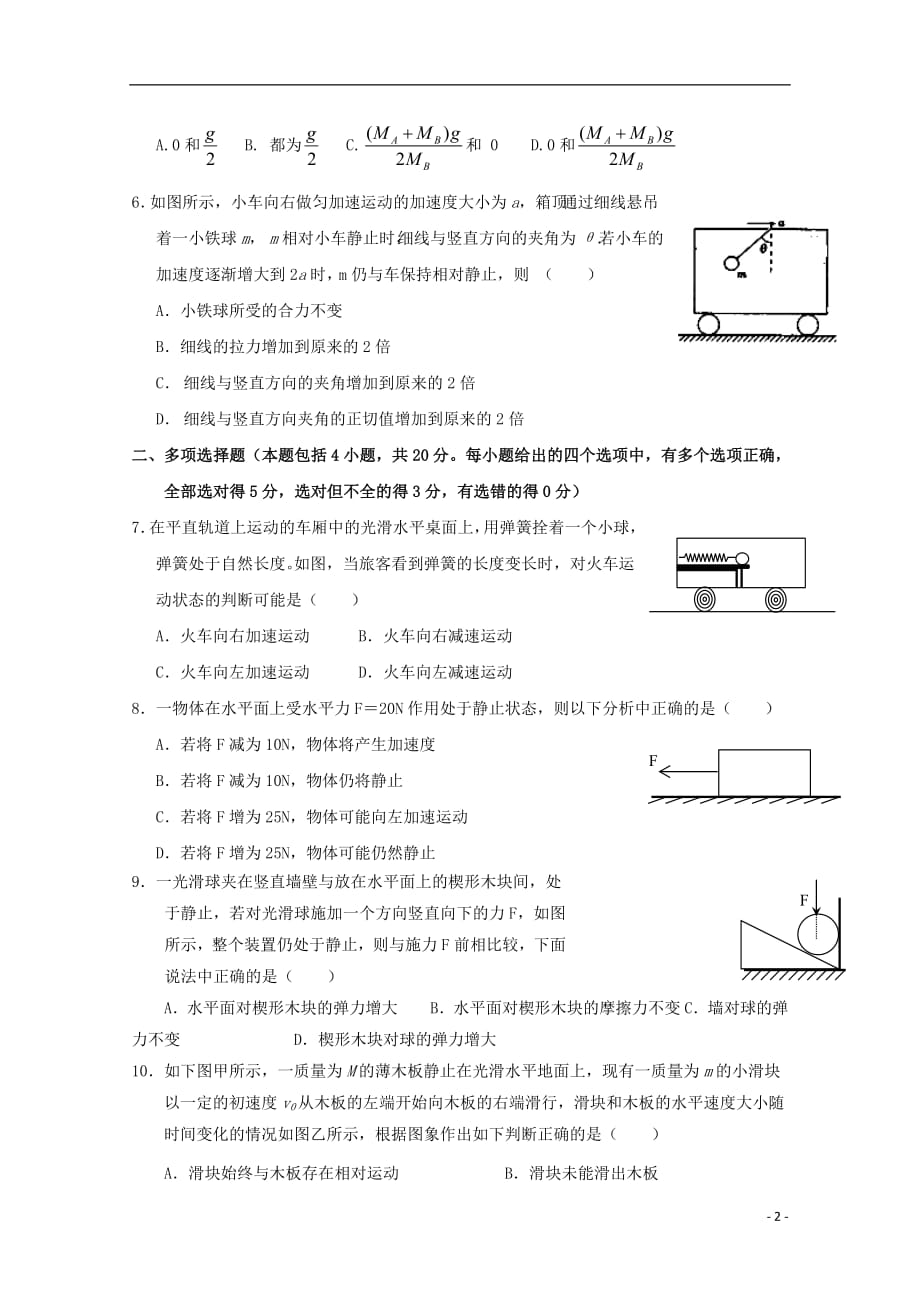 湖北剩门市龙泉中学高三物理8月月考试卷_第2页