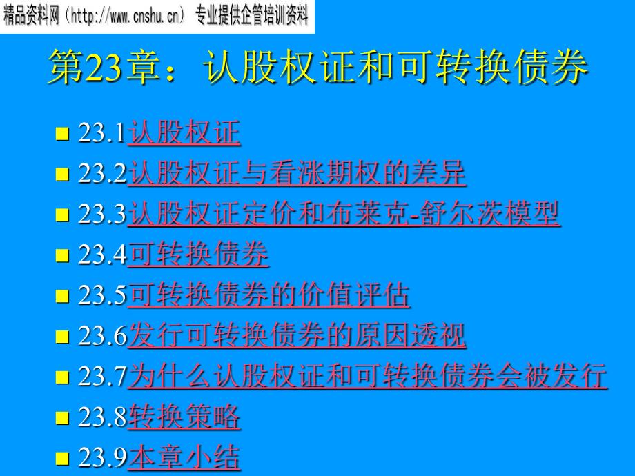 认股权证和可转换债券研讨(ppt 21页)_第1页