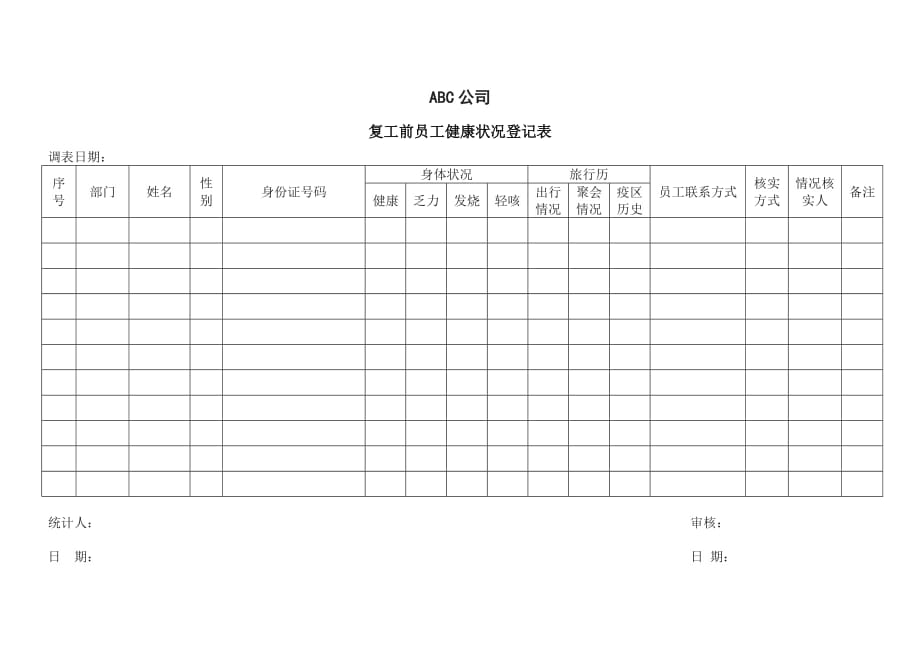 企业复工防疫表格汇编_第2页