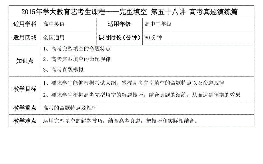 艺考生课程-完型填空第五十八讲高考真题演练篇.docx_第1页