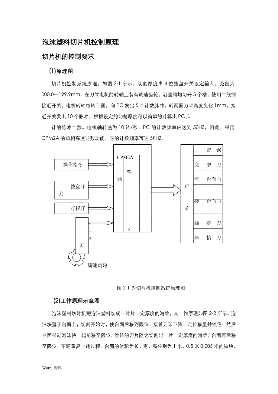 机电控制与可编程序控制器课程设计报告--泡沫塑料自动切边机设计_第2页