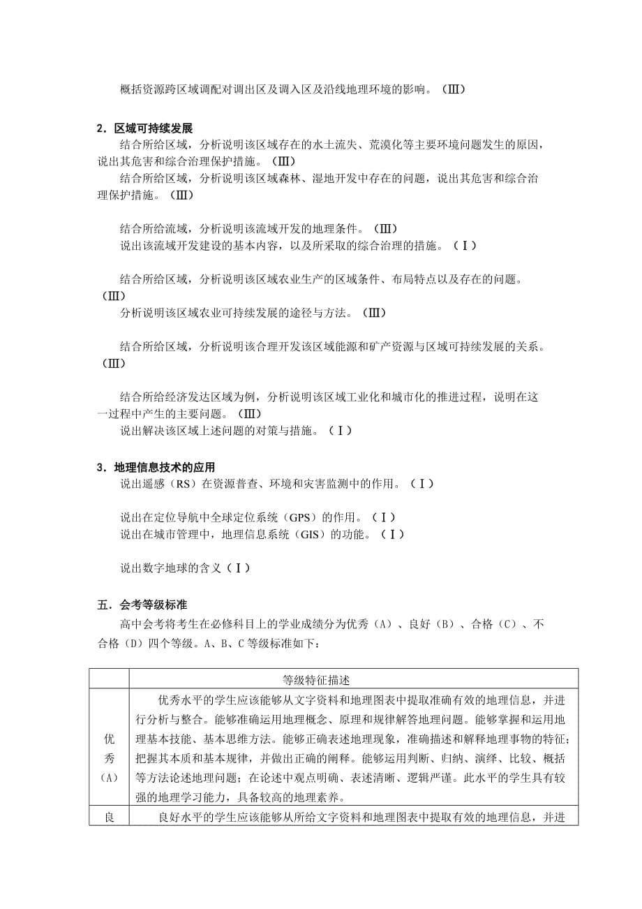 2010北京市普通高中地理毕业会考-考试说明.doc_第5页