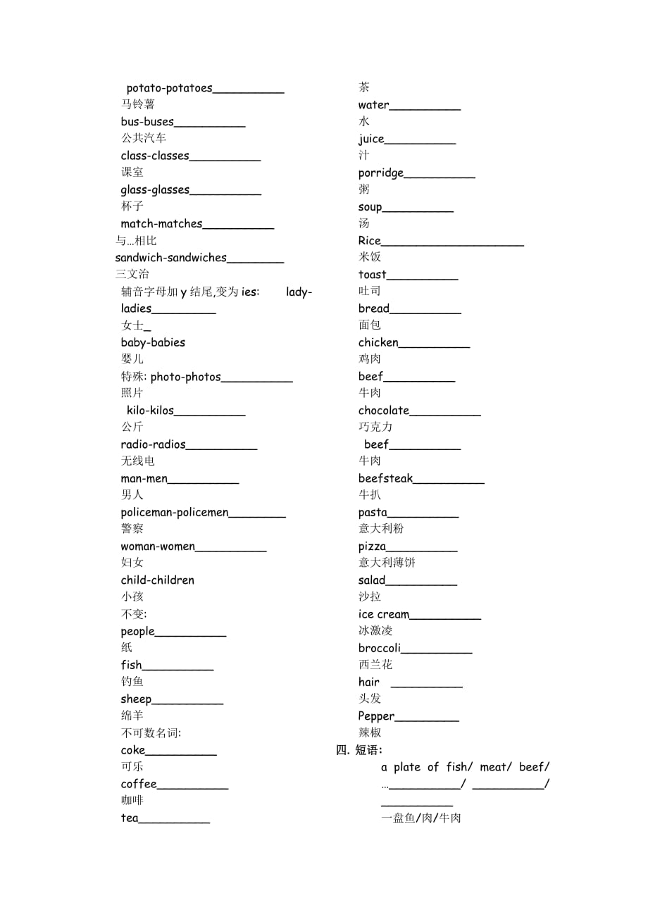 2019年四年级下学期英语知识点归类.doc_第3页