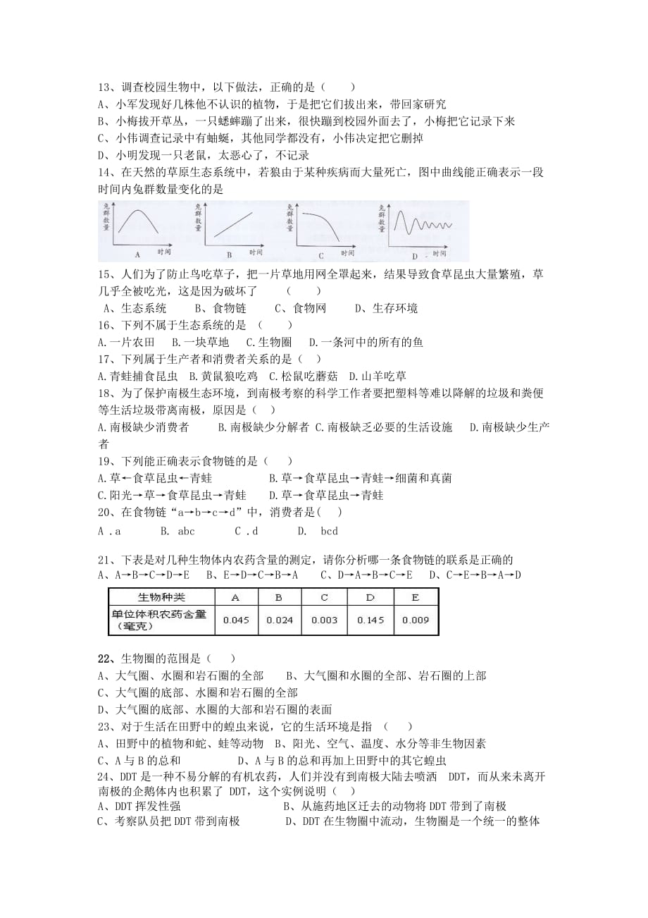 2019-2020年七年级生物10月学情监测试题 新人教版.doc_第2页