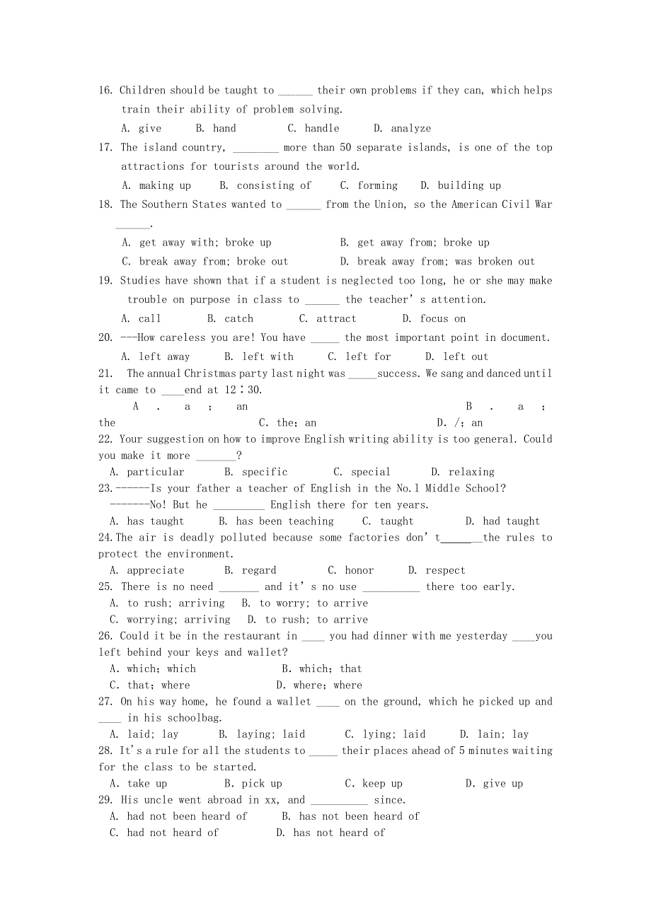 2019-2020年高二上学期第一次月考 英语 含答案.doc_第2页