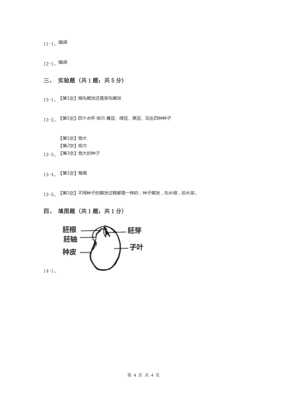 粤科版小学科学三下第一单元第2课时《专题探究：种子发芽了》（II）卷.doc_第4页
