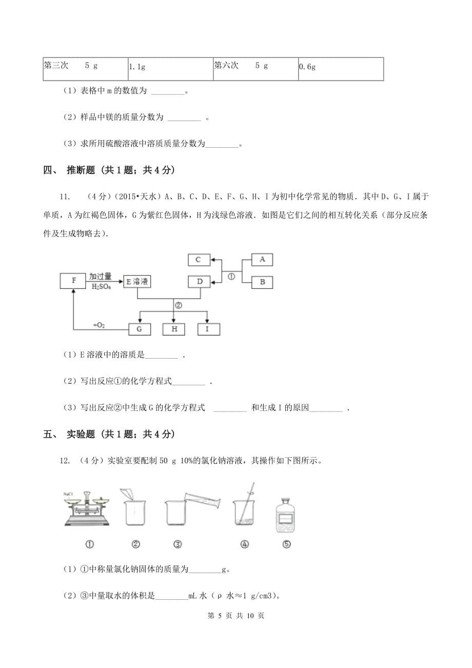 2019-2020学年九年级下学期化学第一次月考考试试卷（I）卷.doc_第5页